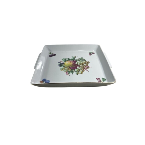 Vintage Naaman Israel Porcelain Serving Tray Fruit Motif Square Dish *READ* - Picture 6 of 10